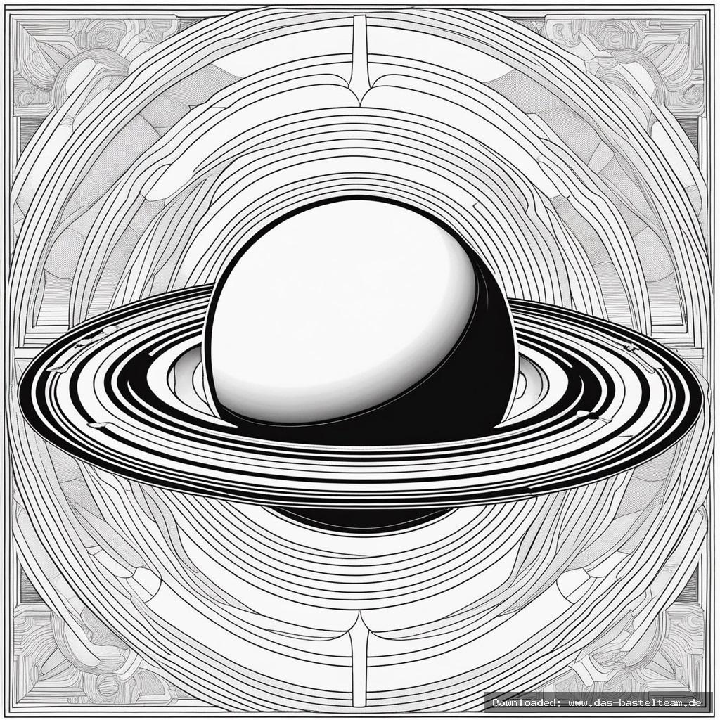 Ausmalbilder Vorlagen Planeten, Saturn, Weltall